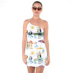 Bluey, Bluey Merch, Bluey Pattern, Bluey Bluey, Bingo, Bluey Design, Bluey Dog One Shoulder Ring Trim Bodycon Dress