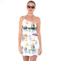 Bluey, Bluey merch, Bluey pattern, Bluey Bluey, bingo, Bluey design, bluey dog One Shoulder Ring Trim Bodycon Dress View1