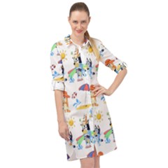 Bluey, Bluey Merch, Bluey Pattern, Bluey Bluey, Bingo, Bluey Design, Bluey Dog Long Sleeve Mini Shirt Dress