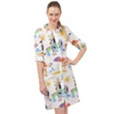 Bluey, Bluey merch, Bluey pattern, Bluey Bluey, bingo, Bluey design, bluey dog Long Sleeve Mini Shirt Dress View1