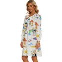 Bluey, Bluey merch, Bluey pattern, Bluey Bluey, bingo, Bluey design, bluey dog Women s Round Neck Long Sleeve Bow Deco Dress View2