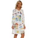 Bluey, Bluey merch, Bluey pattern, Bluey Bluey, bingo, Bluey design, bluey dog Women s Round Neck Long Sleeve Bow Deco Dress View3