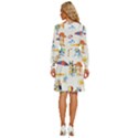Bluey, Bluey merch, Bluey pattern, Bluey Bluey, bingo, Bluey design, bluey dog Women s Round Neck Long Sleeve Bow Deco Dress View4