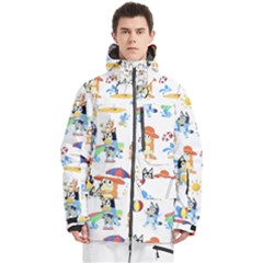 Bluey, Bluey Merch, Bluey Pattern, Bluey Bluey, Bingo, Bluey Design, Bluey Dog Men s Multi Pockets Zip Ski And Snowboard Waterproof Breathable Jacket