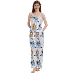 Bluey, Bluey Merch, Bluey Pattern, Bluey Bluey, Bingo, Bluey Design, Bluey Dog Spaghetti Top Long Pants Satin Pajamas Set