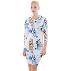 Bluey, Bluey Merch, Bluey Pattern, Bluey Bluey, Bingo, Bluey Design, Bluey Dog Quarter Sleeve Hood Bodycon Dress