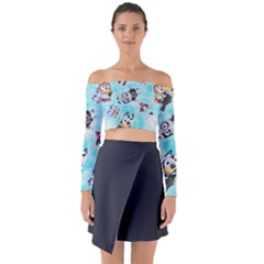 Bluey, Bluey Merch, Bluey Pattern, Bluey Bluey, Bingo, Bluey Design, Bluey Dog Long Sleeve Off Shoulder Crop Top