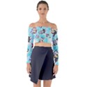 Bluey, Bluey merch, Bluey pattern, Bluey Bluey, bingo, Bluey design, bluey dog Long Sleeve Off Shoulder Crop Top View1