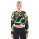 Waterfall Rocks Jungle Forest Cropped Sweatshirt View1