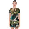 Waterfall Rocks Jungle Forest Drop Hem Mini Chiffon Dress View1