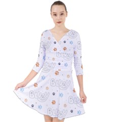 Bluey, Bluey Merch, Bluey Pattern, Bluey Bluey, Bingo, Bluey Design, Bluey Dog Quarter Sleeve Front Wrap Dress
