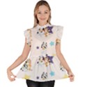 Bluey, Bluey merch, Bluey pattern, Bluey Bluey, bingo, Bluey design, bluey dog Ruffle Collar Short Sleeve Chiffon Top View1