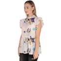 Bluey, Bluey merch, Bluey pattern, Bluey Bluey, bingo, Bluey design, bluey dog Ruffle Collar Short Sleeve Chiffon Top View2