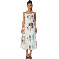 Bluey, Bluey Merch, Bluey Pattern, Bluey Bluey, Bingo, Bluey Design, Bluey Dog Square Neckline Tiered Midi Dress