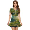 Mountains Trees Forest V-Neck High Waist Chiffon Mini Dress View1