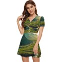 Mountains Trees Forest V-Neck High Waist Chiffon Mini Dress View2
