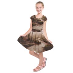 Path Trees Forest Fantasy Kids  Short Sleeve Dress