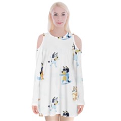 Bluey, Bluey Merch, Bluey Pattern, Bluey Bluey, Bingo, Bluey Design, Bluey Dog Velvet Long Sleeve Shoulder Cutout Dress