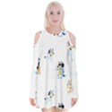 Bluey, Bluey merch, Bluey pattern, Bluey Bluey, bingo, Bluey design, bluey dog Velvet Long Sleeve Shoulder Cutout Dress View1