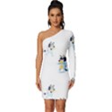 Bluey, Bluey merch, Bluey pattern, Bluey Bluey, bingo, Bluey design, bluey dog Long Sleeve One Shoulder Mini Dress View1