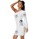 Bluey, Bluey merch, Bluey pattern, Bluey Bluey, bingo, Bluey design, bluey dog Long Sleeve One Shoulder Mini Dress View2
