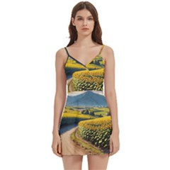 Sunflowers Flowers Nature Body Wrap Sleeveless V-neck Mini Dress