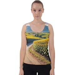 Sunflowers Flowers Nature Velvet Tank Top