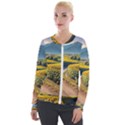 Sunflowers Flowers Nature Velvet Zip Up Jacket View1