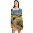 Sunflowers Flowers Nature Long Sleeve Velour Skater Dress View3