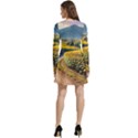 Sunflowers Flowers Nature Long Sleeve Velour Skater Dress View4
