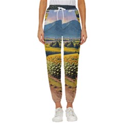 Sunflowers Flowers Nature Women s Cropped Drawstring Pants