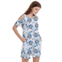 Bluey, Bluey merch, Bluey pattern, Bluey Bluey, bingo, Bluey design, bluey dog Women s Cold Shoulder Round Neck Mini Dress View3
