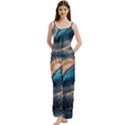 Ocean Sea Waves Spaghetti Top Long Pants Satin Pajamas Set View1