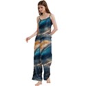 Ocean Sea Waves Spaghetti Top Long Pants Satin Pajamas Set View2