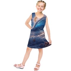 Ocean Sea Waves Kids  Tunic Dress