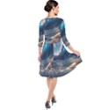 Ocean Sea Waves Quarter Sleeve Waist Band Dress View2