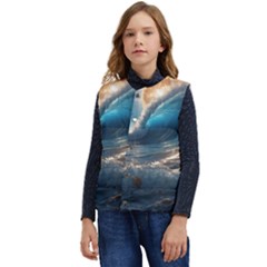 Ocean Sea Waves Kid s Button Up Puffer Vest	