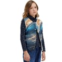 Ocean Sea Waves Kid s Button Up Puffer Vest	 View2