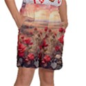Roses Flower Field Sunset Nature Kids  Basketball Shorts View3