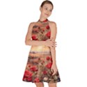 Roses Flower Field Sunset Nature Sleeveless Halter Neck A-Line Dress View2