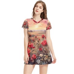 Roses Flower Field Sunset Nature Women s Sports Skirt