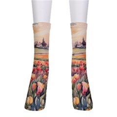 Tulips Field Tree Crew Socks