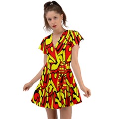 Rby 127 Flutter Sleeve Wrap Dress