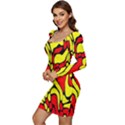 RBY 127 Women Long Sleeve Ruched Stretch Jersey Dress View3