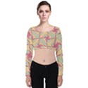 Abstract Pattern Design Scrapbooking Velvet Long Sleeve Crop Top View1