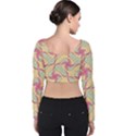 Abstract Pattern Design Scrapbooking Velvet Long Sleeve Crop Top View2