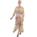 Abstract Pattern Design Scrapbooking Quarter Sleeve Wrap Front Maxi Dress View1