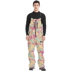 Abstract Pattern Design Scrapbooking Men s Front Zip Ski And Snowboard Bib Pants
