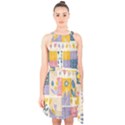 Southwestern Chic Pastel 8 Halter Collar Waist Tie Chiffon Dress View1
