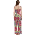Mid Century Retro Floral 1970s 1960s Pattern 82 Spaghetti Top Long Pants Satin Pajamas Set View4